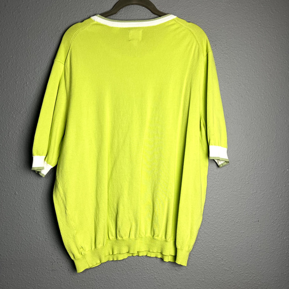 Max 'N Chester Sweater Knits Womens XXL Neon Yellow White Ringer Academia Retro - Picture 3 of 11